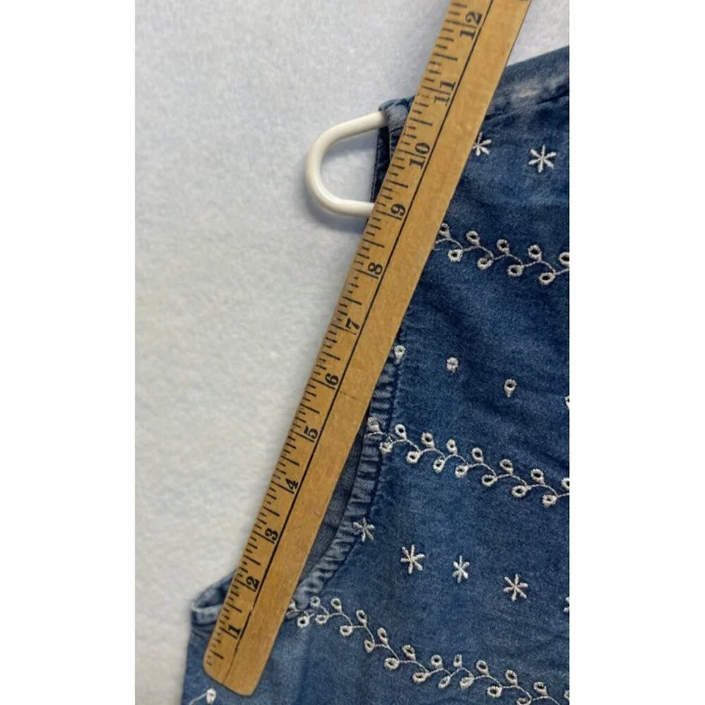 Keren Hart Vintage Denim Vest Embroidered Full Zip Size Large - Picture 9 of 9